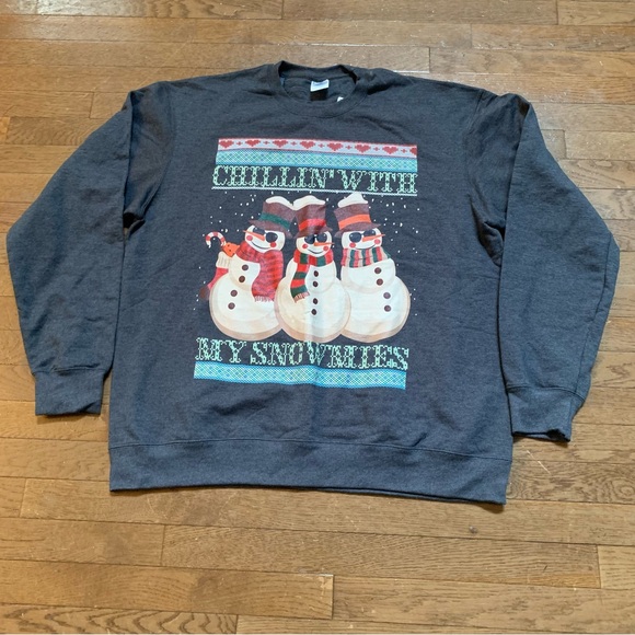 Chillin' With My Snowmies  Holiday Snowman Sweatshirt  XL  Heather Grey NEW!! - Picture 2 of 7